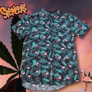 Spencer’s Button Up Hawaiian Shirt Marijuana L